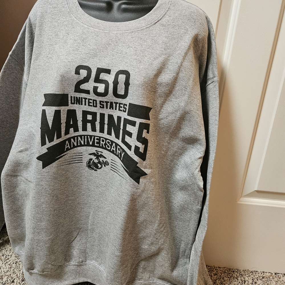 Men's Gray US Marines Anniversary Sweatshirt - Picture 4 of 6